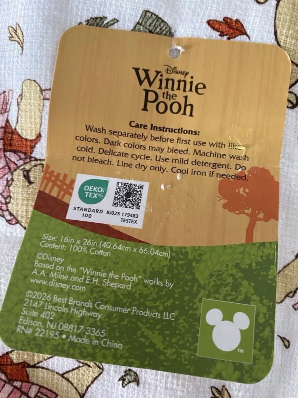 2 Pack Disney Winnie The Pooh Piglet Autumn Fall Leaves Kitchen Towels 16 X 26”